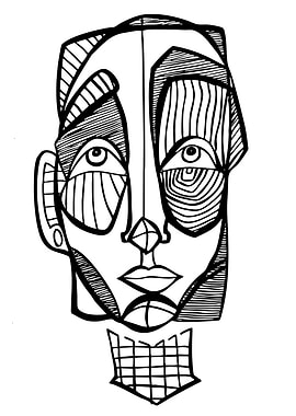 Abstract Face Line Art