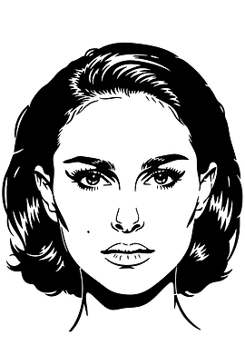 Black and White Portrait Illustration Natalie Portman