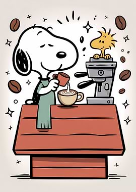 Snoopy and Woodstock Coffee Time