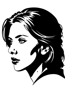 Black and White Portrait Illustration Scarlett Johansson