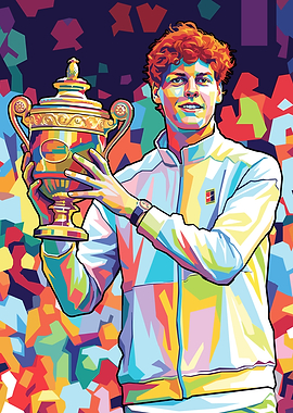 Jannik Sinner Wimbledon Trophy Pop Art
