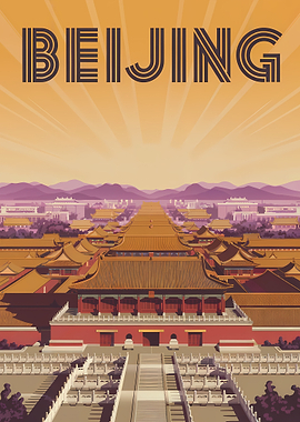 Beijing Travel Poster Art Deco Style