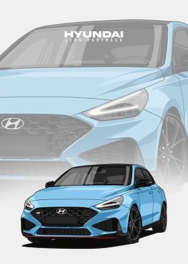 Hyundai i30N Fastback Car Illustration