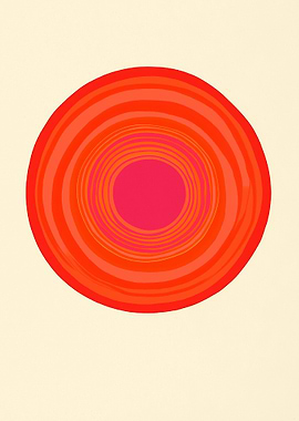 Abstract Red Concentric Circles on Beige