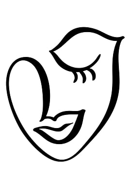 Abstract Face Line Art