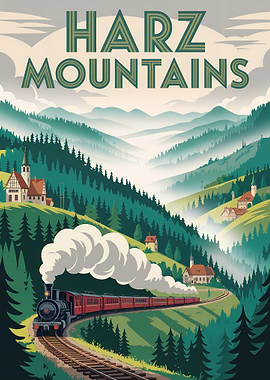 Harz Mountains Train Travel Poster