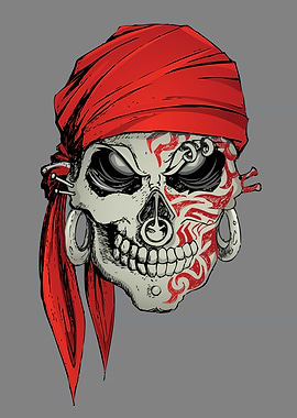 Skull Pirate with Red Bandana