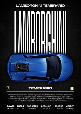 Lamborghini Temerario Car Poster