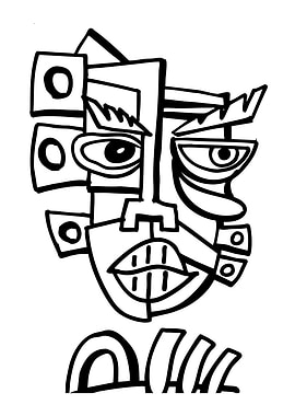 Abstract Face Black and White Art