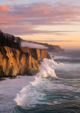 Coastal Cliffs at Sunset