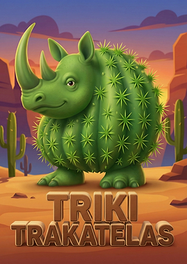 Cactus Rhino in Desert Landscape