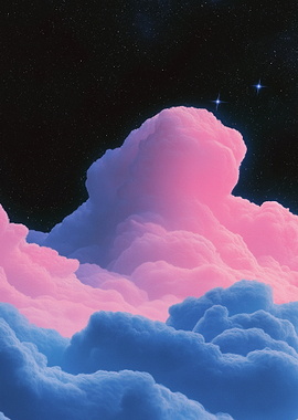 Pink and Blue Clouds in Space