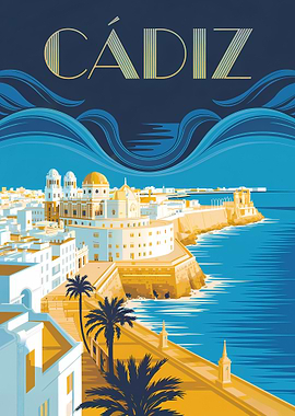 Cádiz Cityscape Travel Poster