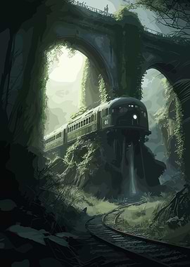 Overgrown Train in Nature