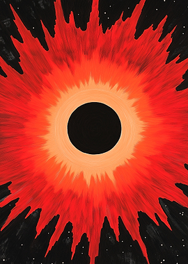 Abstract Red and Black Hole Painting