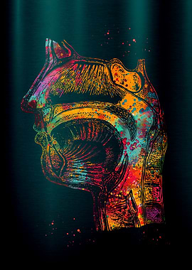 Human Respiratory system Watercolor Art