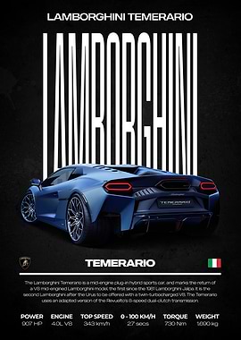 Lamborghini Temerario Car Poster