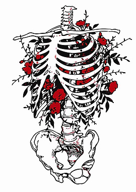 Floral Skeleton Anatomy Art