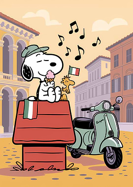Snoopy in Italy with Ice Cream