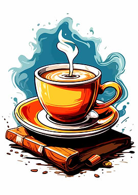 Coffee Cup on Book Illustration