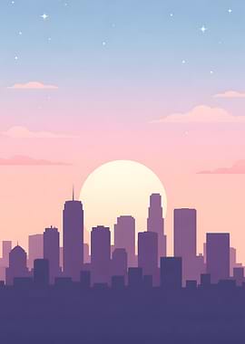 Cityscape Silhouette at Sunset