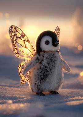 Penguin Fairy in Snowy Landscape