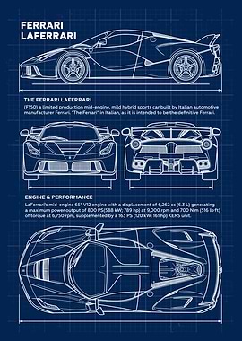 Car Ferrari La Ferrari Blueprint
