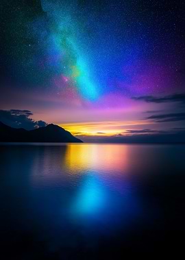 Milky Way over calm water