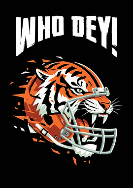 Who Dey! Tiger Football Helmet