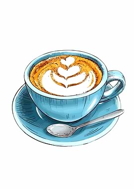 Blue Cup of Coffee Illustration