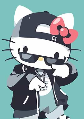 Cool Hello Kitty with Cap and Shades
