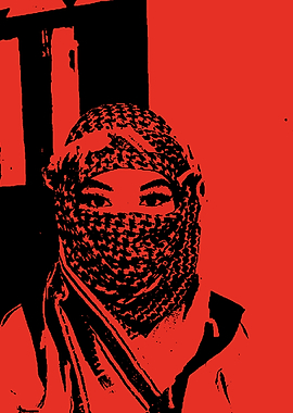 Person with Keffiyeh in Red and Black