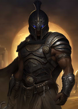 Armored Warrior with Glowing Eyes