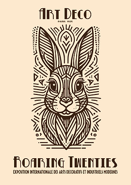 Art Deco Rabbit Roaring Twenties Poster