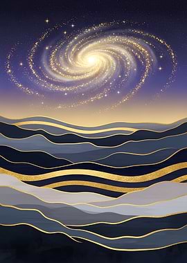 Galaxy Over Abstract Landscape Art