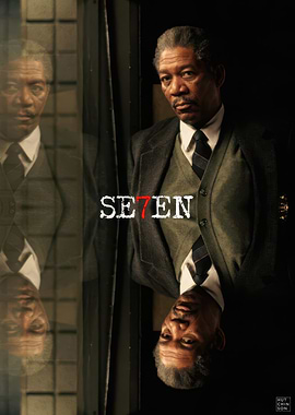 Se7en movie poster featuring Morgan Freeman