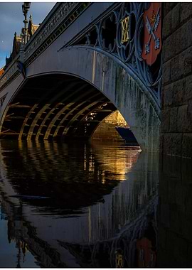 Bridge over water with reflections