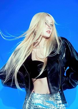 Blonde Woman in Leather Jacket jeon somi