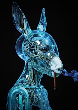 Cyborg Donkey Smoking Cigar
