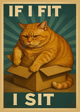 If I Fit, I Sit Cat Poster