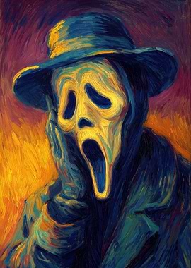 Scream Ghostface Van Gogh Style Painting