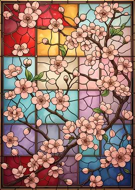 Stained Glass Light Cherry Blossom