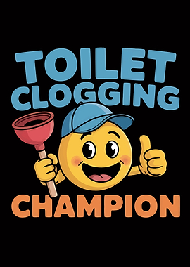 Toilet Clogging Champion Emoji Cartoon