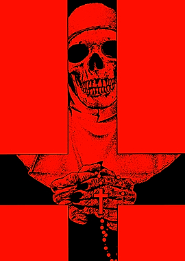 Red Skull Nun Inverted Cross