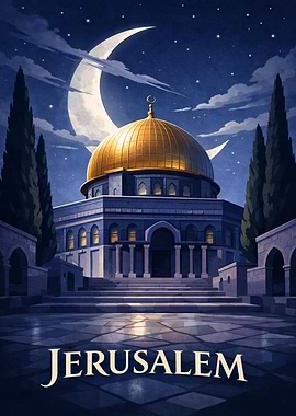 Jerusalem Dome of the Rock Night