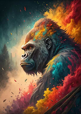 Colorful Gorilla Portrait