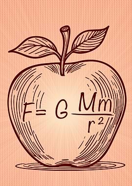 Apple with Gravity Formula Illustration