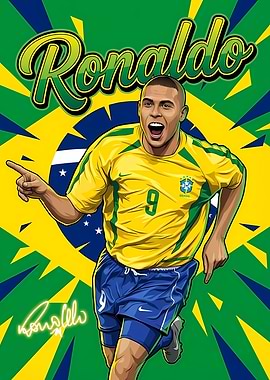 Ronaldo Nazario with Brazilian Flag