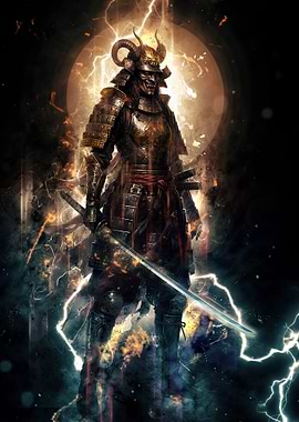 Horned Samurai Warrior with Katana