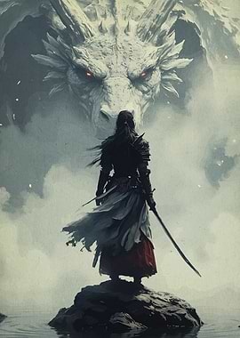 Warrior Facing a Dragon